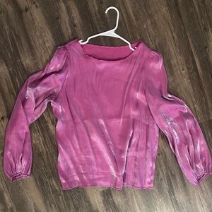 SHEIN-Shimmery Purple LS Blouse